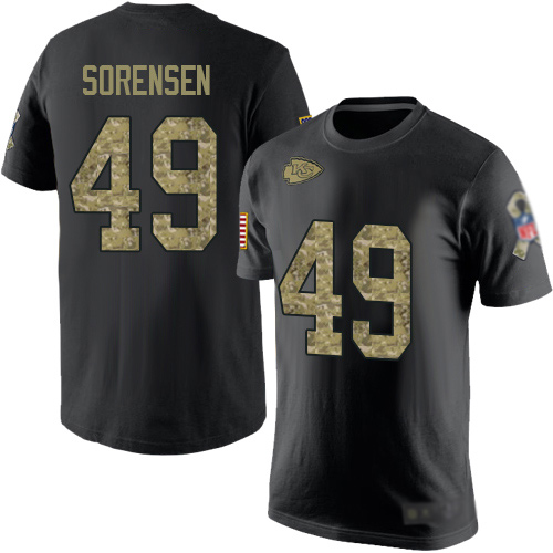 Men Kansas City Chiefs #49 Sorensen Daniel Black Camo Salute to Service NFL T Shirt